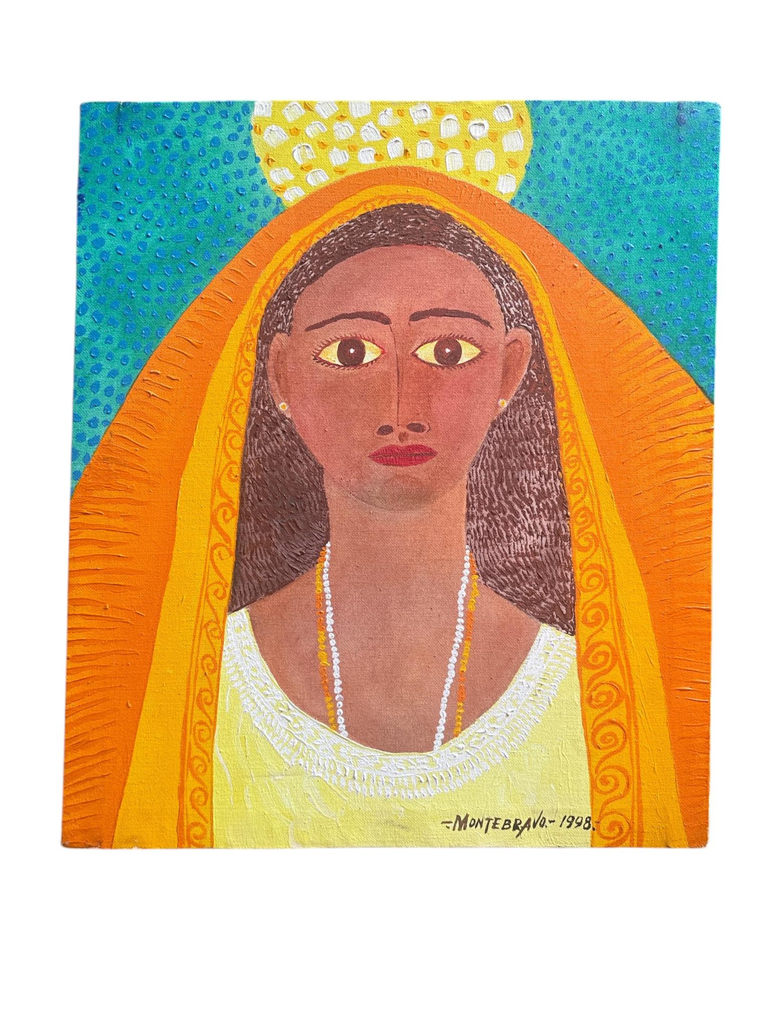 Oil Painting on Canvas of Female Portrait by José García Montebravo from 1998 For Sale 2