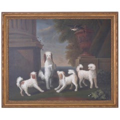 Oil Painting on Canvas of Four Dogs