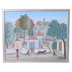 Oil Painting on Canvas of Haitian Village by Edouard Tran
