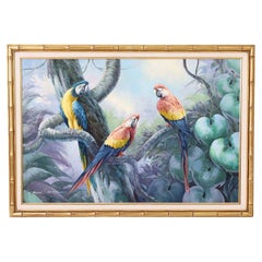 Oil Painting on Canvas of Parrots
