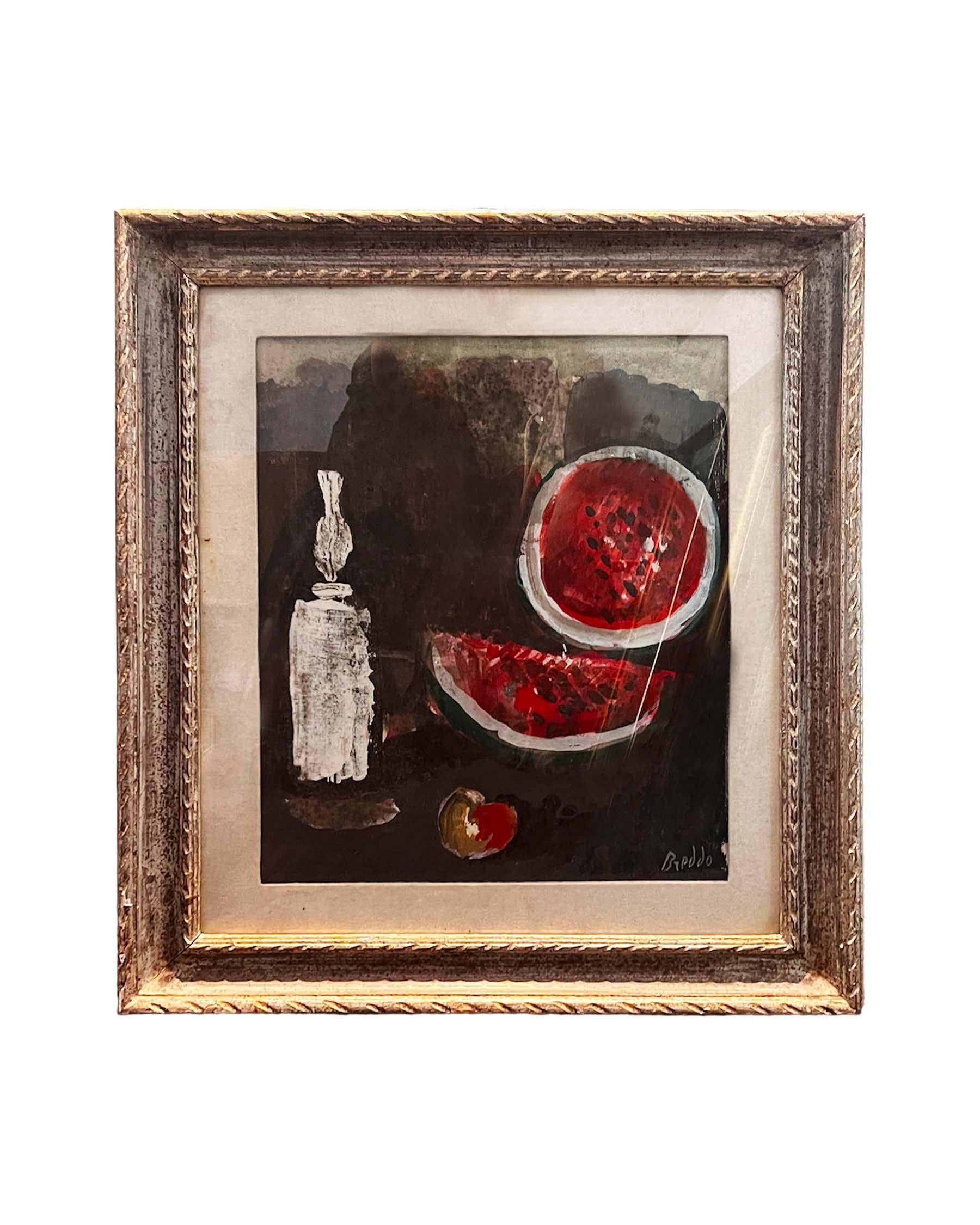 Oil Painting on Canvas of Still Life with Watermelon by Gastone Breddo, 1970s 1