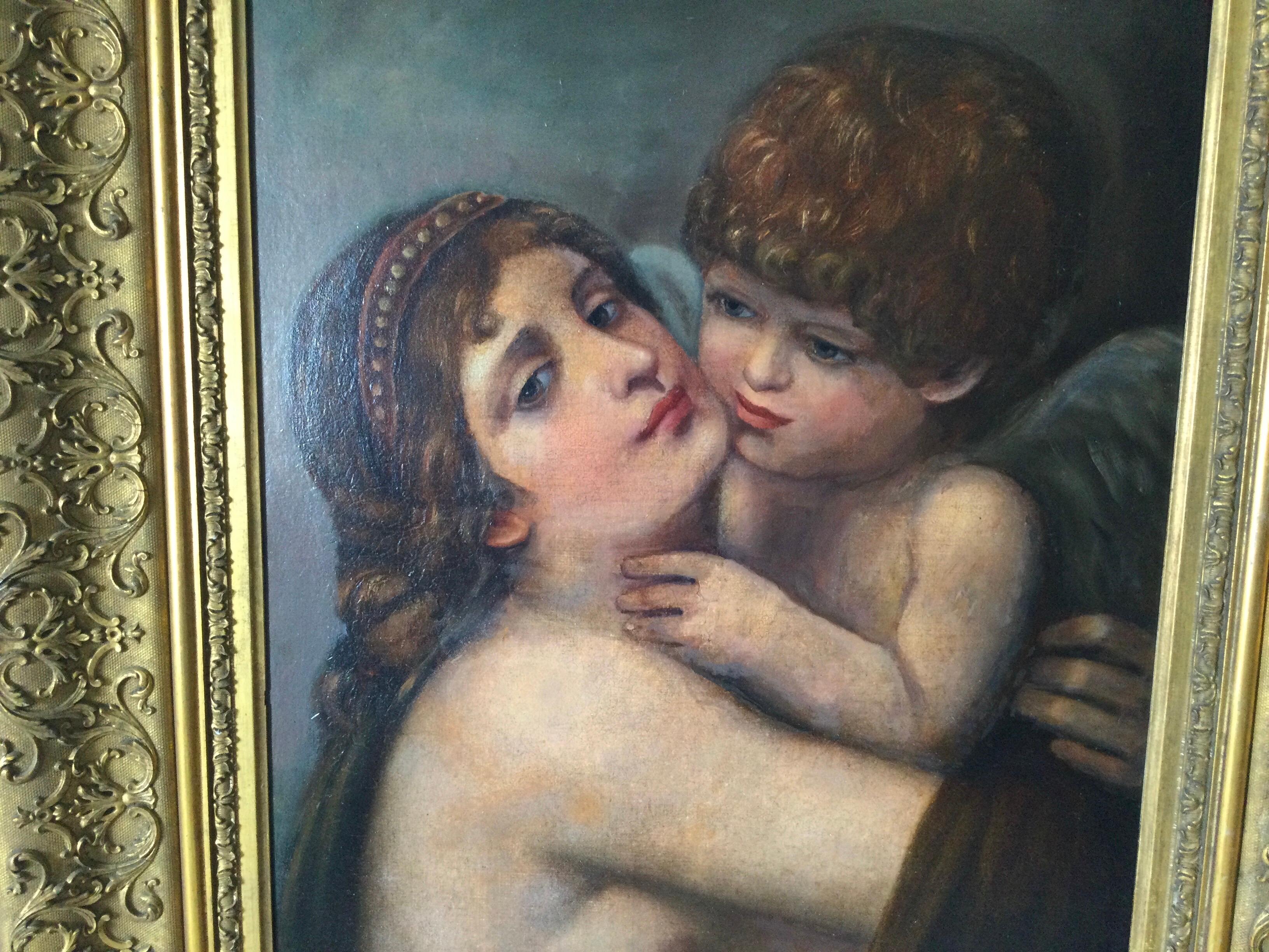Oil Painting on Canvas of Venus and Cupid After Peter-Paul Prud'hon 19th Century 4