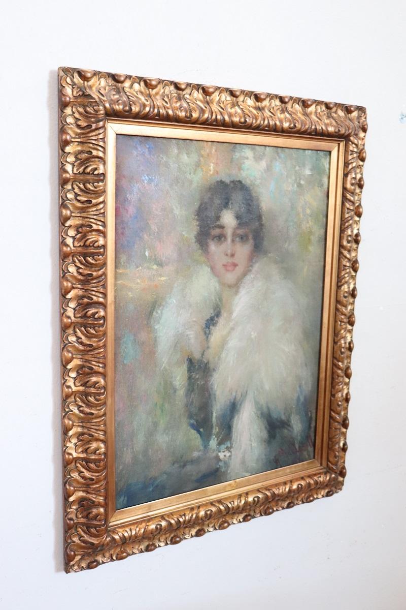 Ölgemälde auf Leinwand, Porträt einer jungen Frau, signiert G. Maldarelli 1917 im Angebot 4