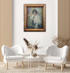 Oil Painting on Canvas, Portrait of a Young Woman, Signed G. Maldarelli 1917