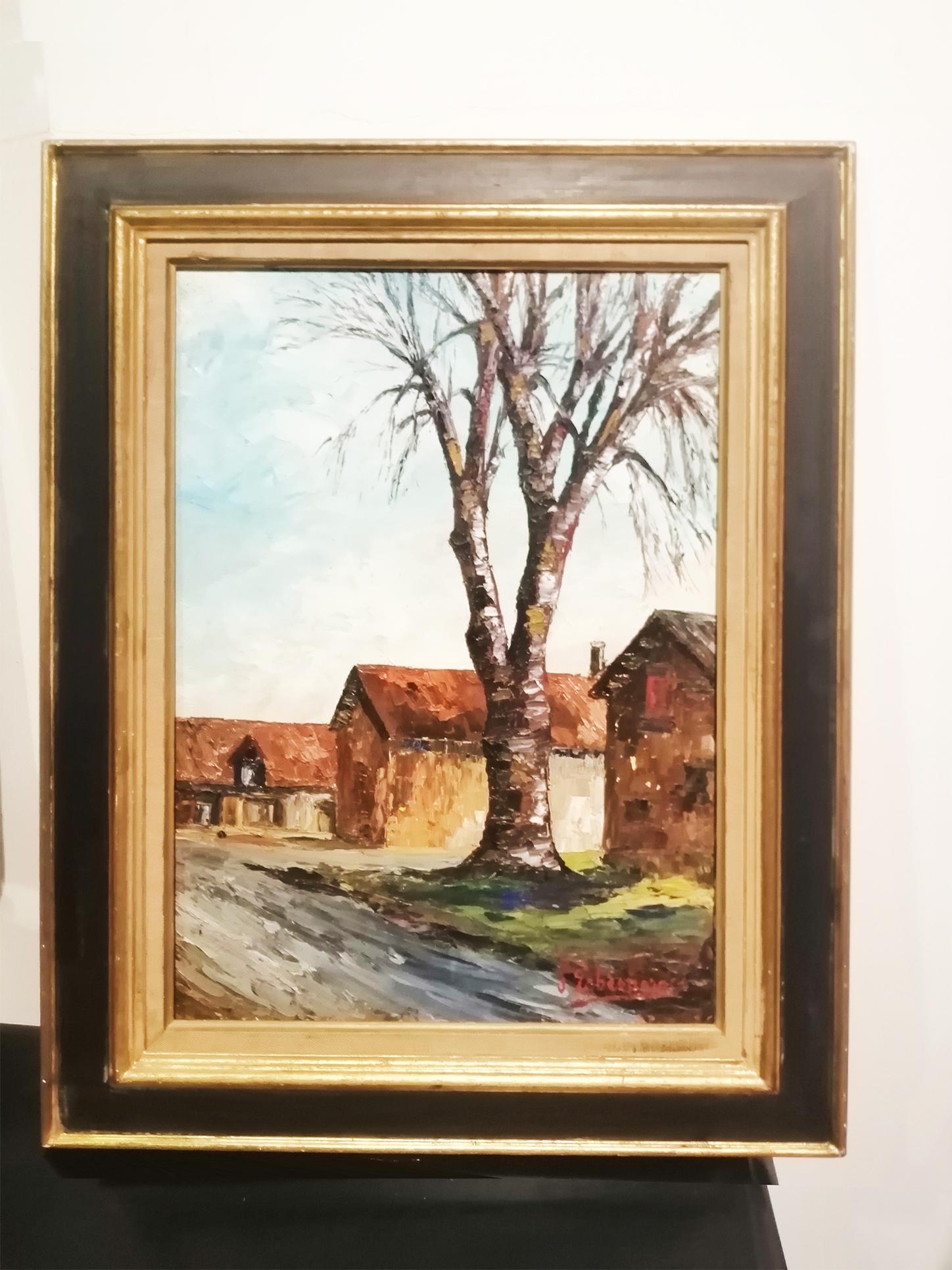 Oil painting on canvas, 1970s Saussay, France, near Paris
Author's work
Signed
Wooden frame with golden profile
Landscape paintings.
 In these times, art has returned to our walls in the form of small works. This painting is well executed, by some