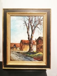 Landscape Oil Painting on Canvas, Saussay, France, 1975