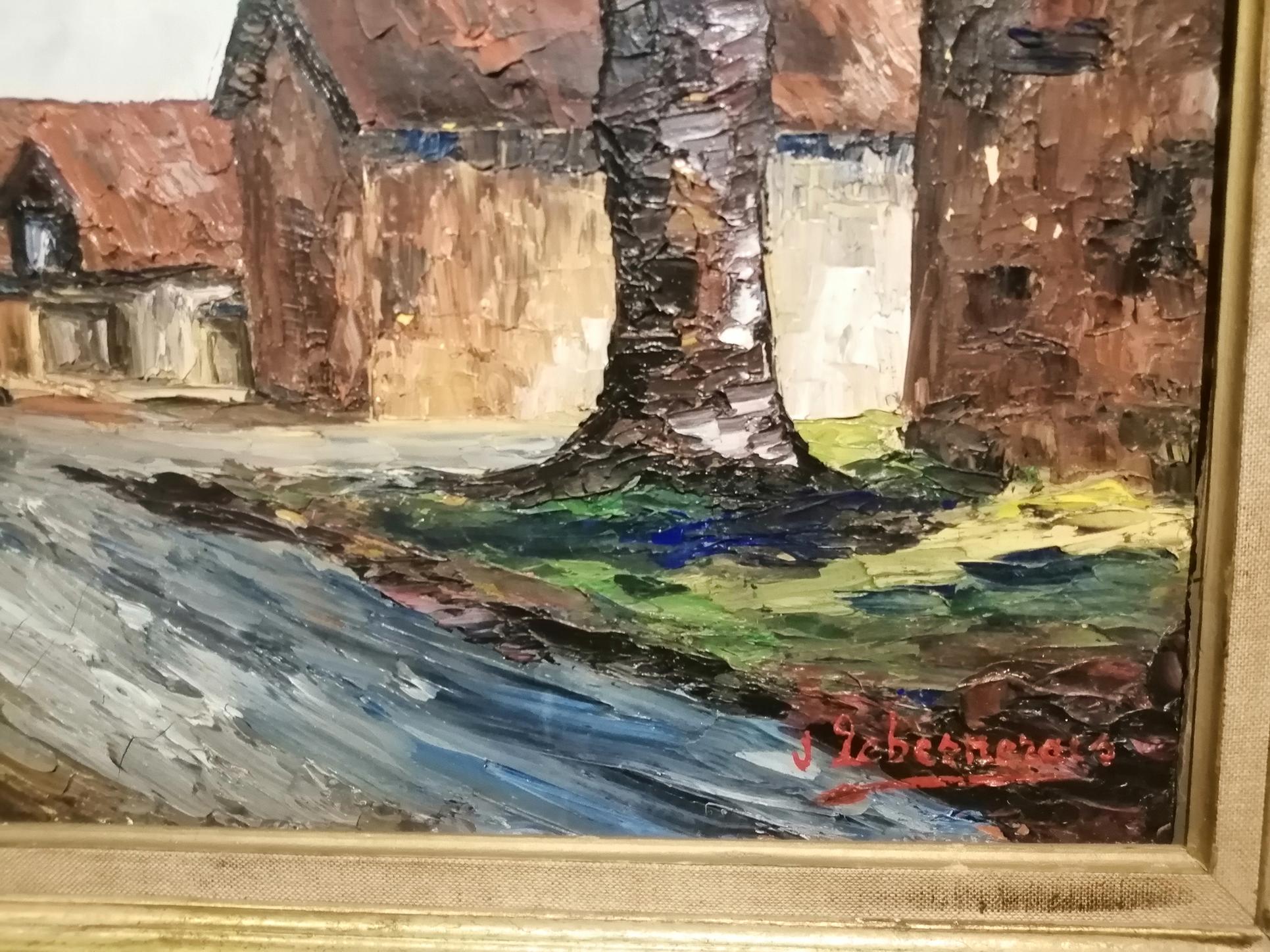 Late 20th Century Landscape Oil Painting on Canvas, Saussay, France, 1975 For Sale