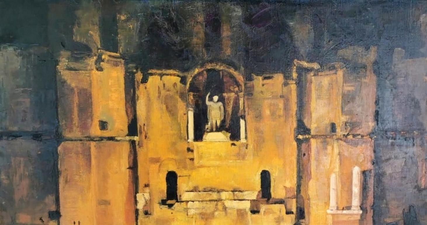 20th Century Oil Painting on Canvas Theater Scenery, France, 1965-1970 2