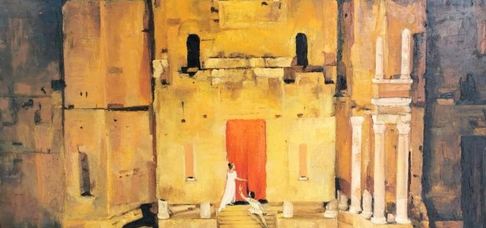 20th Century Oil Painting on Canvas Theater Scenery, France, 1965-1970 3