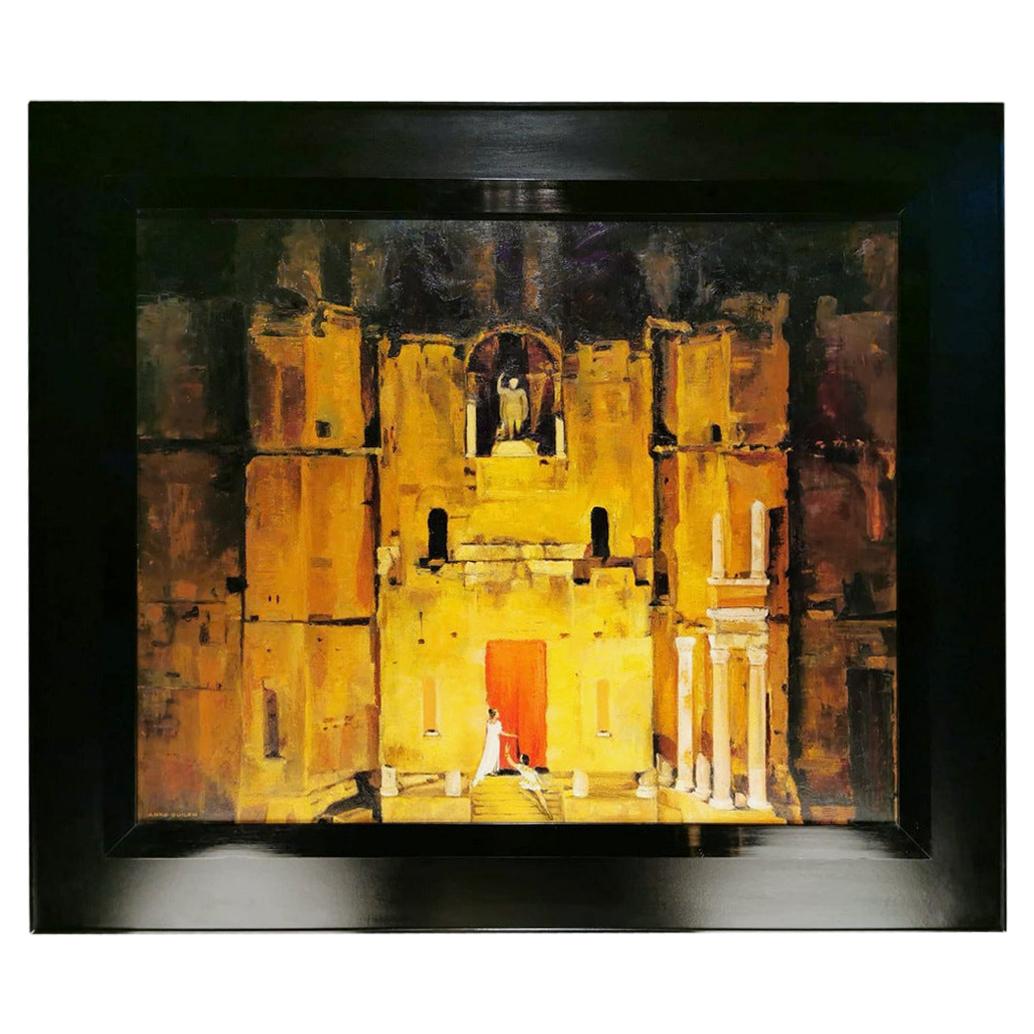 20th Century Oil Painting on Canvas Theater Scenery, France, 1965-1970