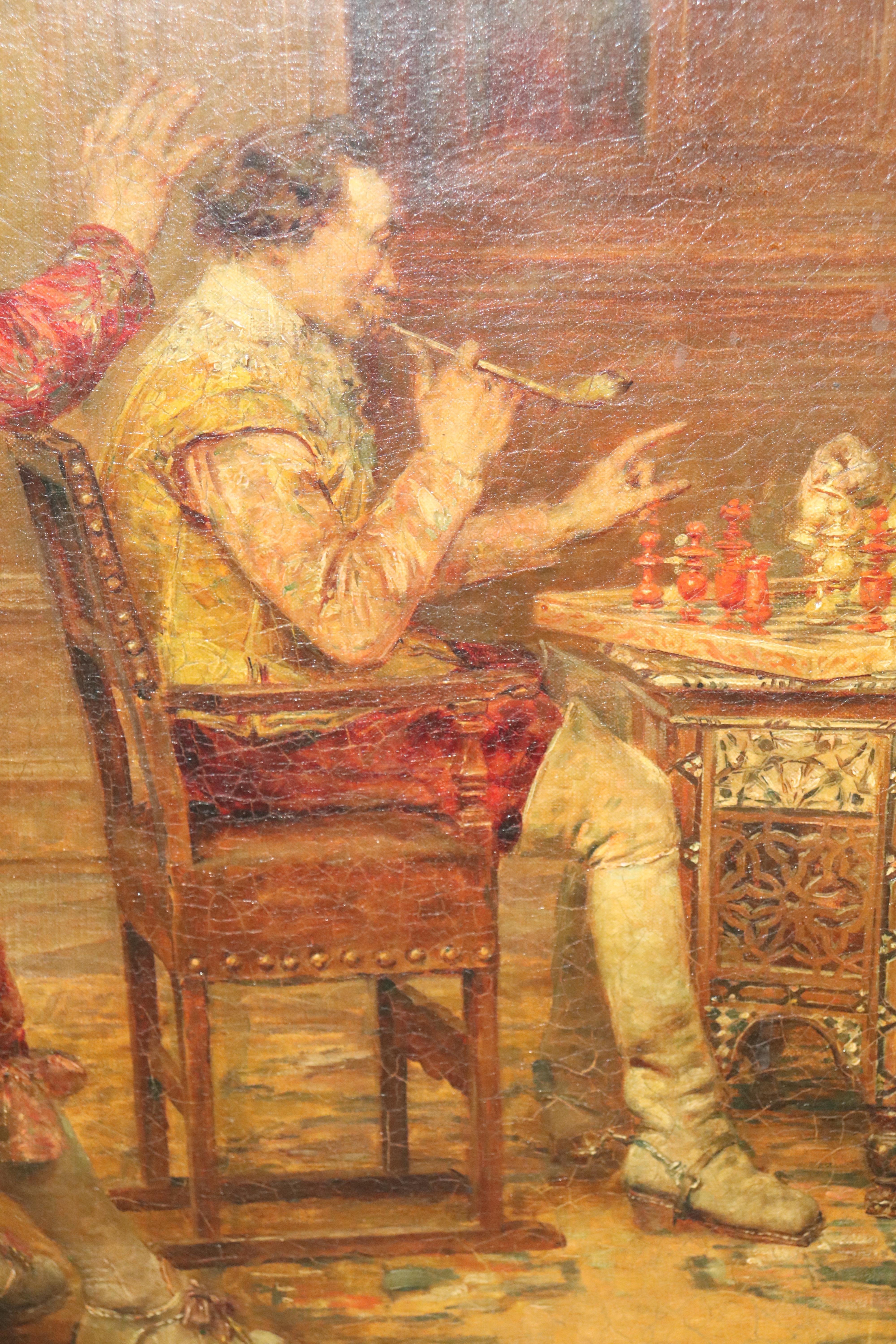 Peinture à l'huile sur toile intitulée « Checkmated » par Alex De Andreis  Bon état - En vente à Swedesboro, NJ