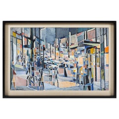 Oil Painting on Canvas Titled "Paris Boulevard by Night" by Jean Lamorlette