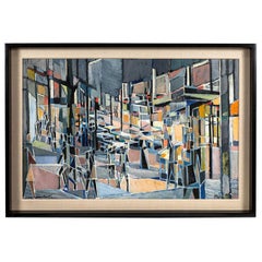 Oil Painting on Canvas Titled "Paris Boulevard by Night" by Jean Lamorlette