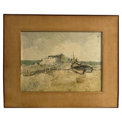 Dipinto a olio su tela, Due barche, Mario Lupo, 20° secolo