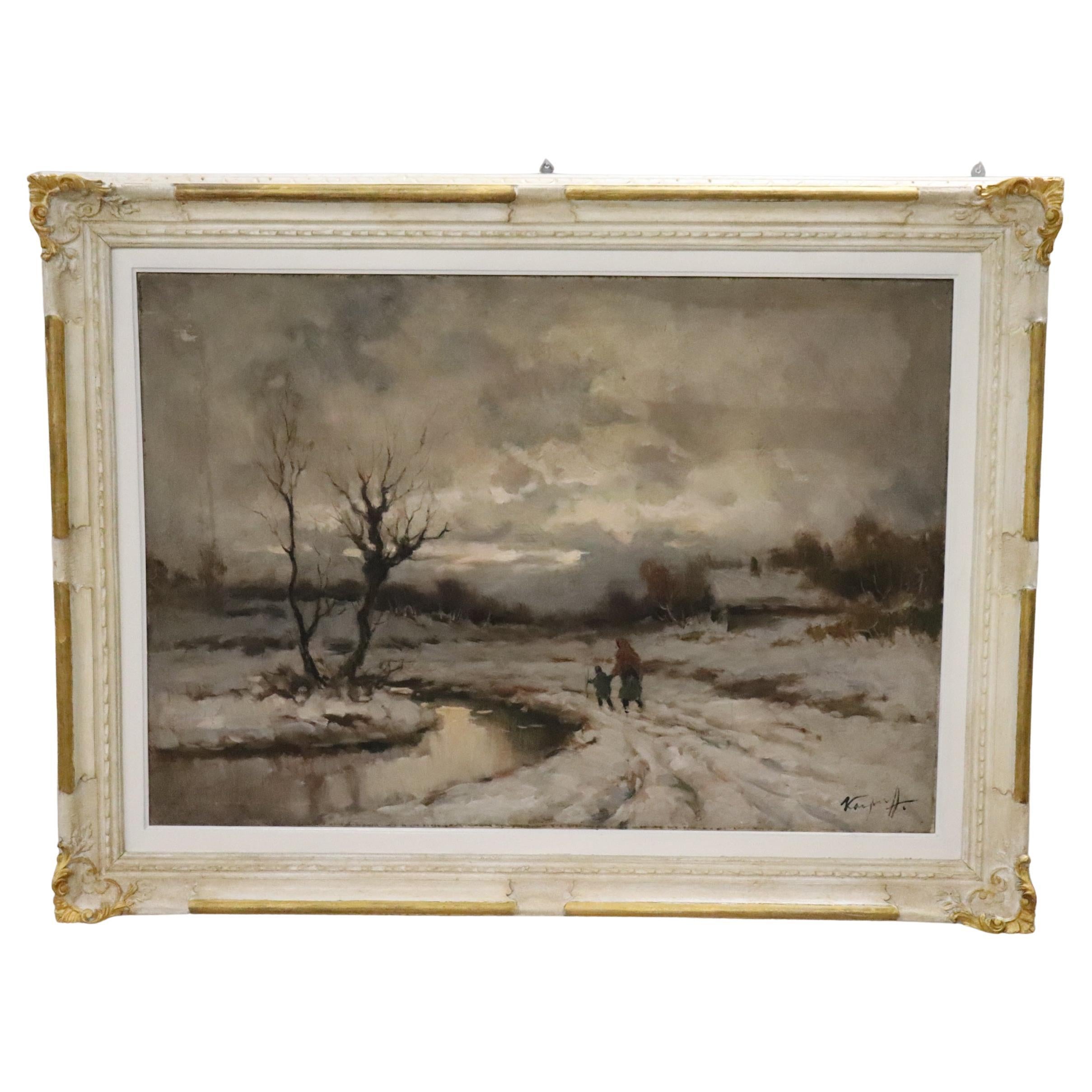 Ölgemälde auf Leinwand, Winterlandschaft, signiert Karpoff