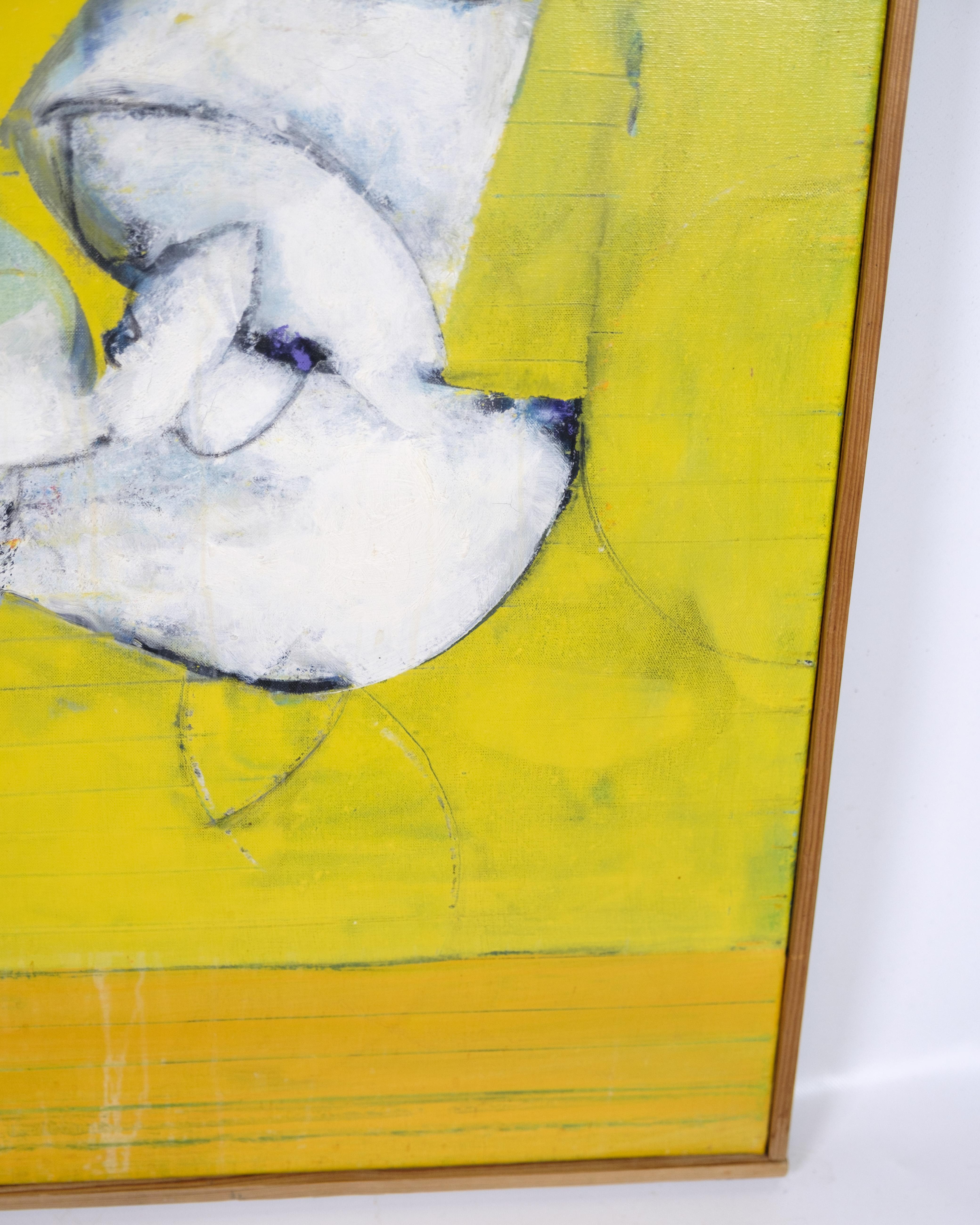 Mid-Century Modern Oil Painting On Canvas With A Nature Frame Signed By Allan Schmidt From 1968 For Sale