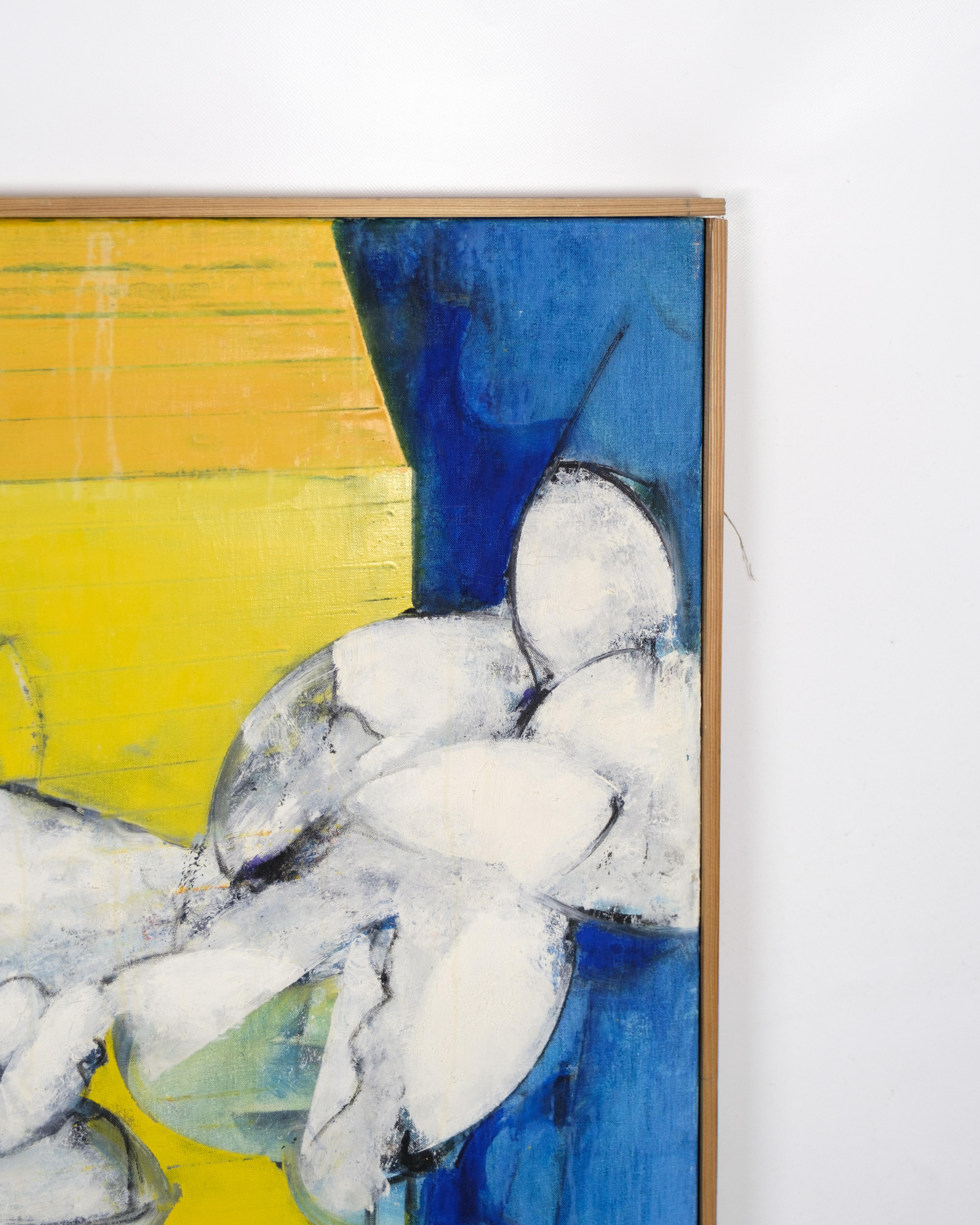 Oil Painting On Canvas With A Nature Frame Signed By Allan Schmidt From 1968 In Good Condition For Sale In Lejre, DK