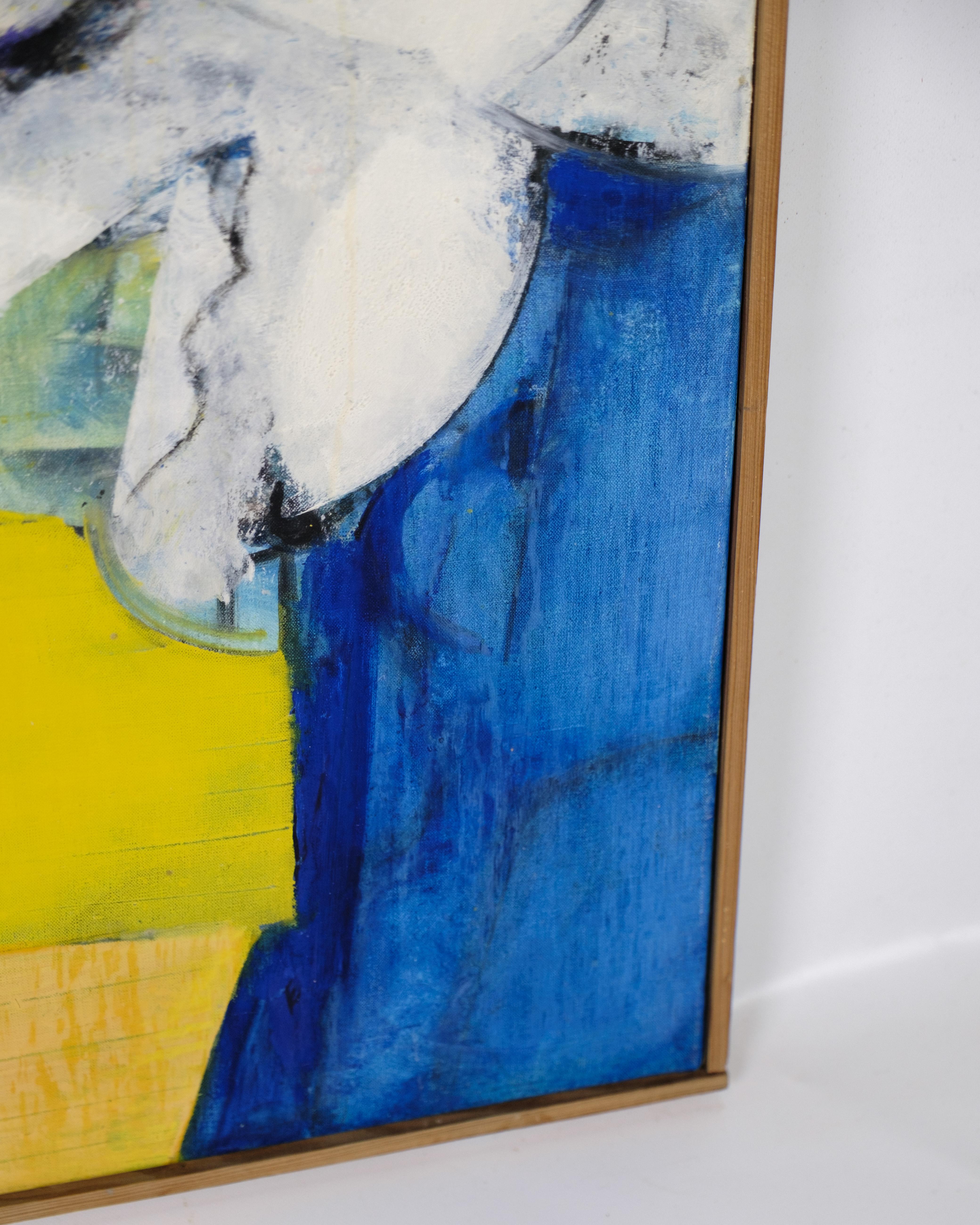 Mid-20th Century Oil Painting On Canvas With A Nature Frame Signed By Allan Schmidt From 1968 For Sale