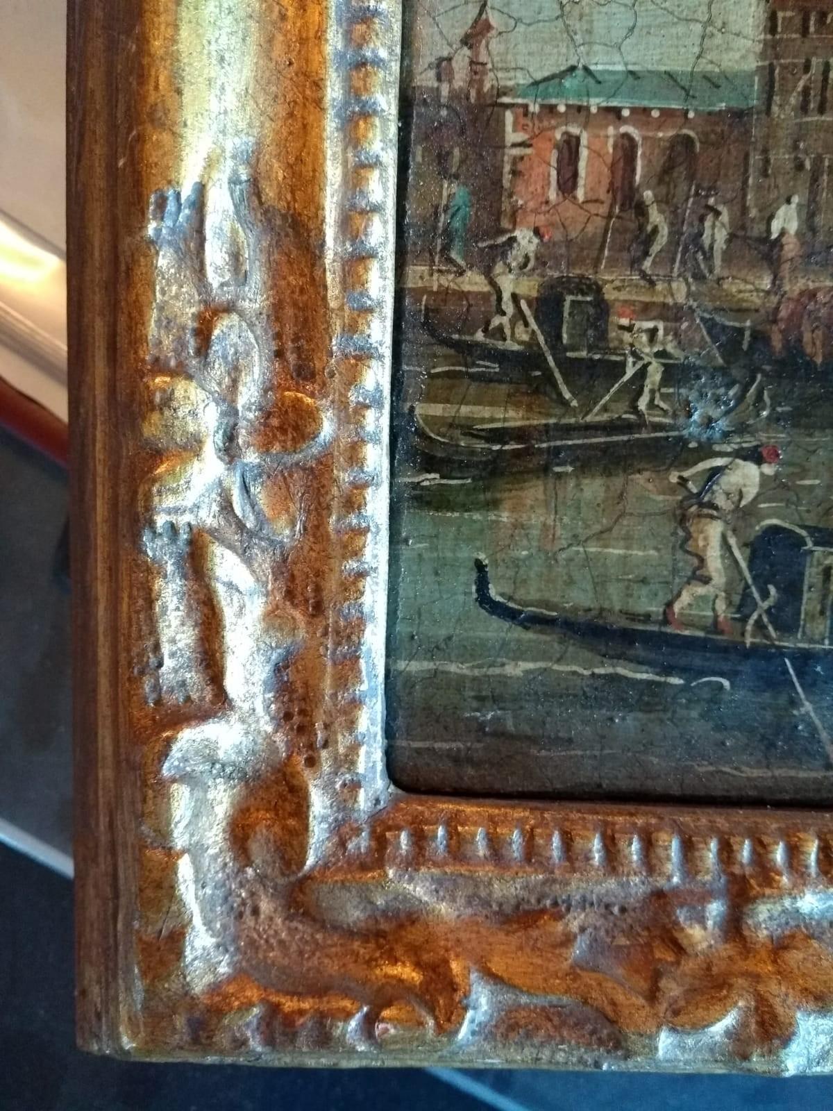 Oil Painting on Canvas with Gilded Frame, Venice, Early 1900s In Good Condition For Sale In Varese, Lombardia