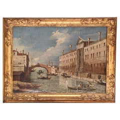 Oil Painting on Canvas with Gilded Frame, Venice, Early 1900s