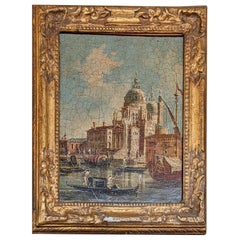 Pittura a olio su tela con cornice dorata, Venezia, primi anni del 1900