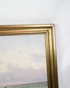 Pittura a olio su tela con motivo di paesaggio costiero di Alfred Theodor Olsen