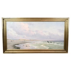 Oil Painting on Canvas With Motiv Of Coastal Landscape By Alfred Theodor Olsen