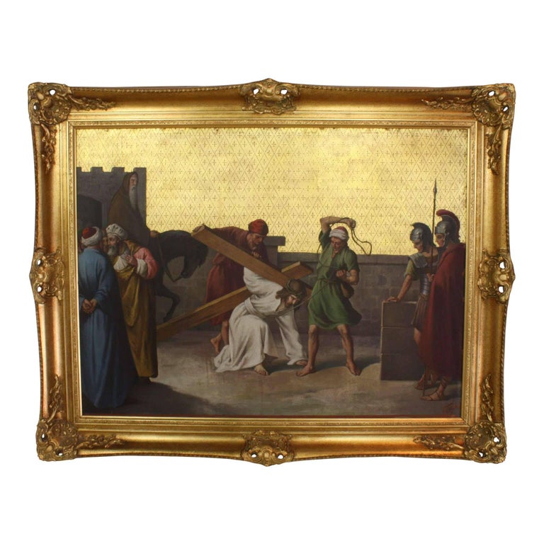 Oil Painting on Copper Plate of the Third Station of the Cross, circa