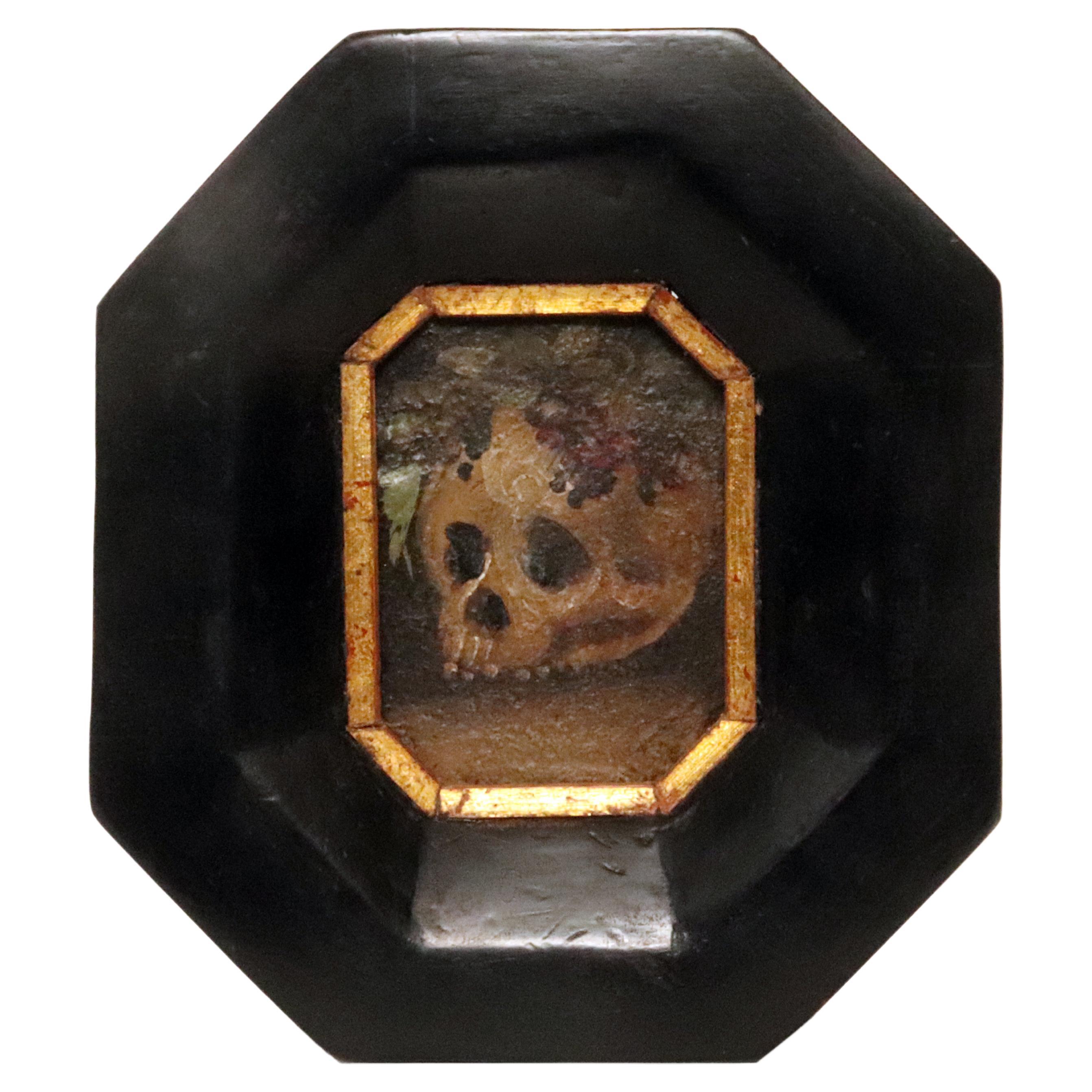 Peinture à l'huile sur plaque de fer représentant une Vanitas, Italie, fin du XVIIe siècle.