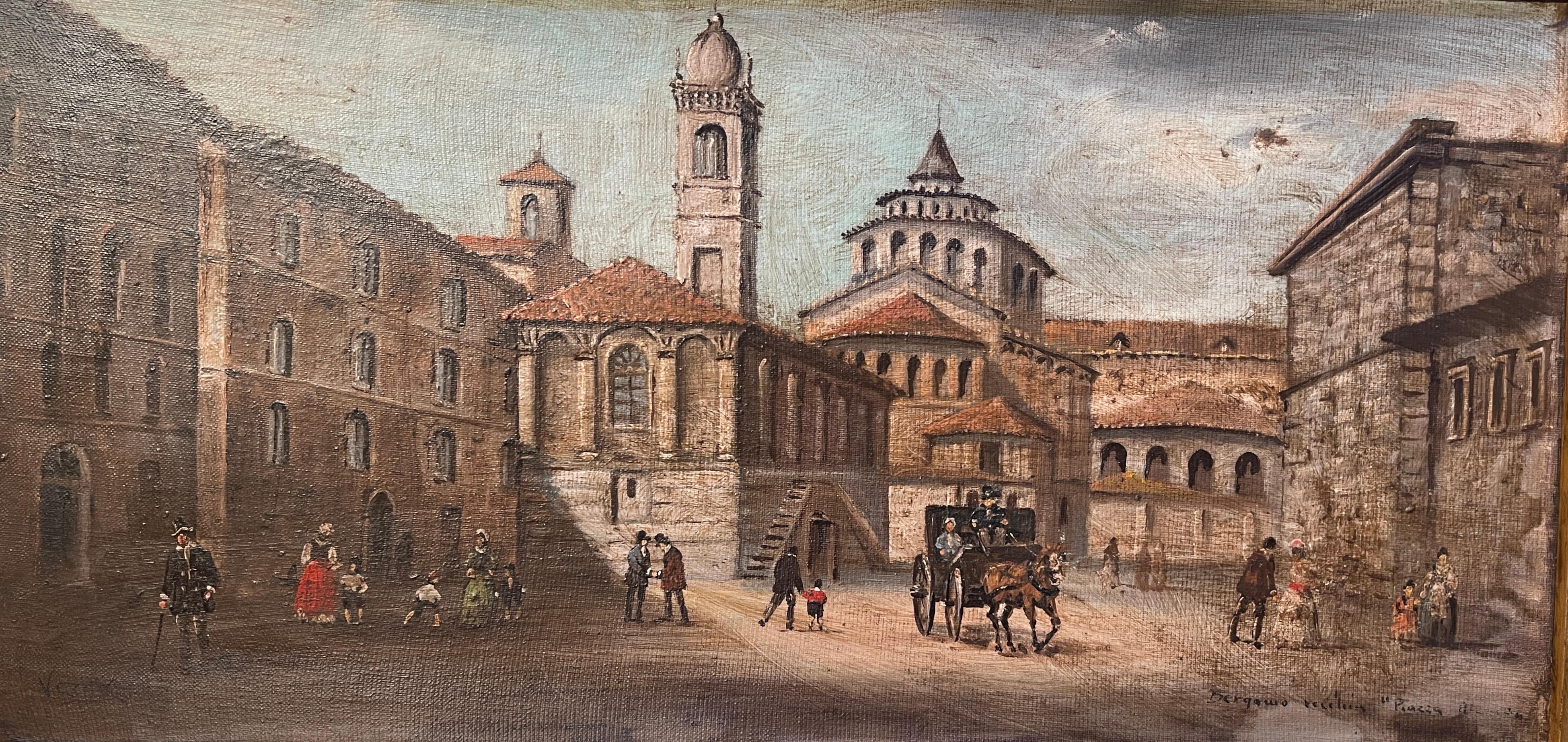 Oil painting on panel, 20th century, Vergani, landscape
Refined and detailed oil painting on panel depicting a glimpse of 