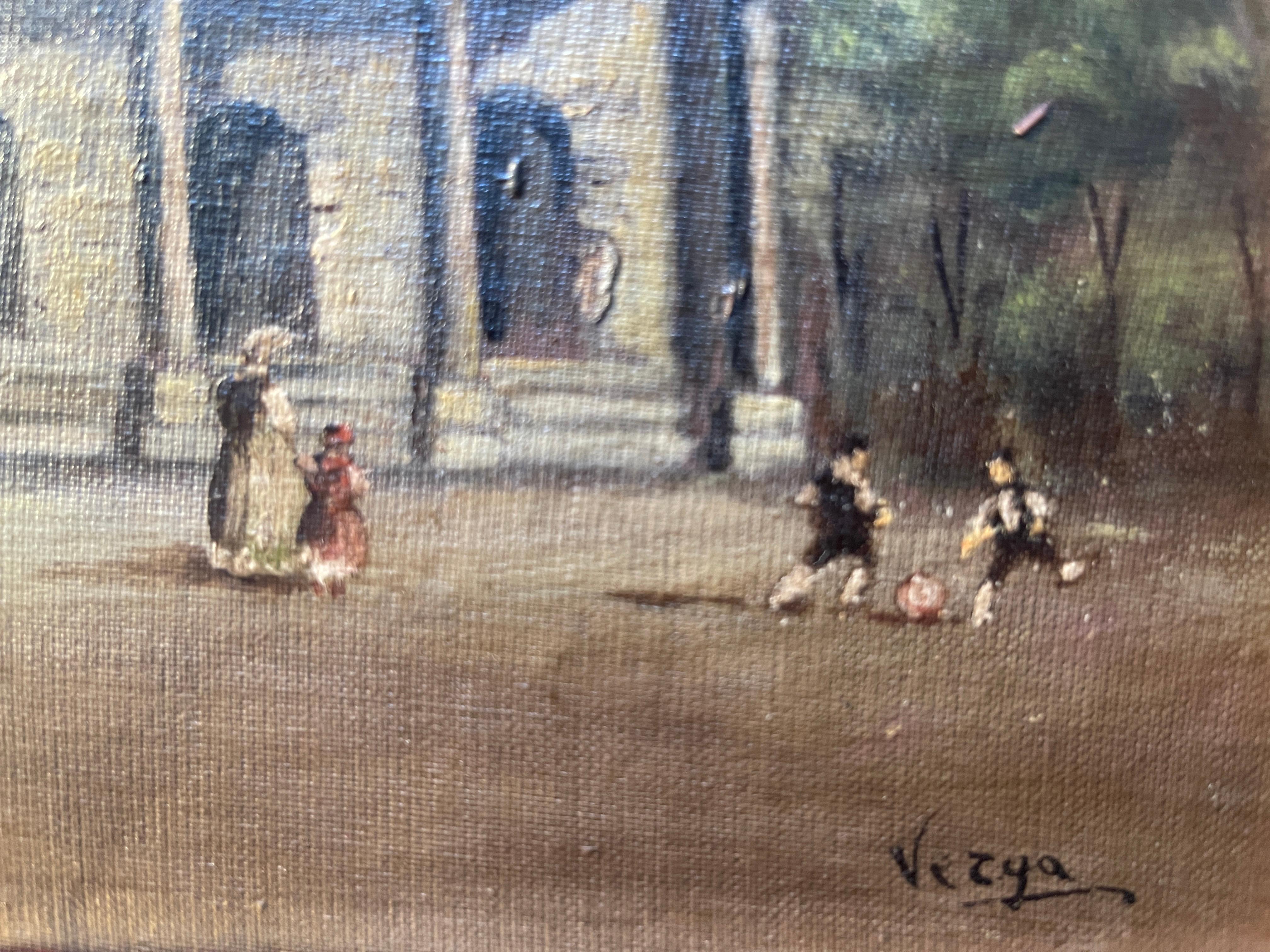 Peint à la main Peinture à l'huile sur panneau, 20e siècle, Vergani, paysage en vente