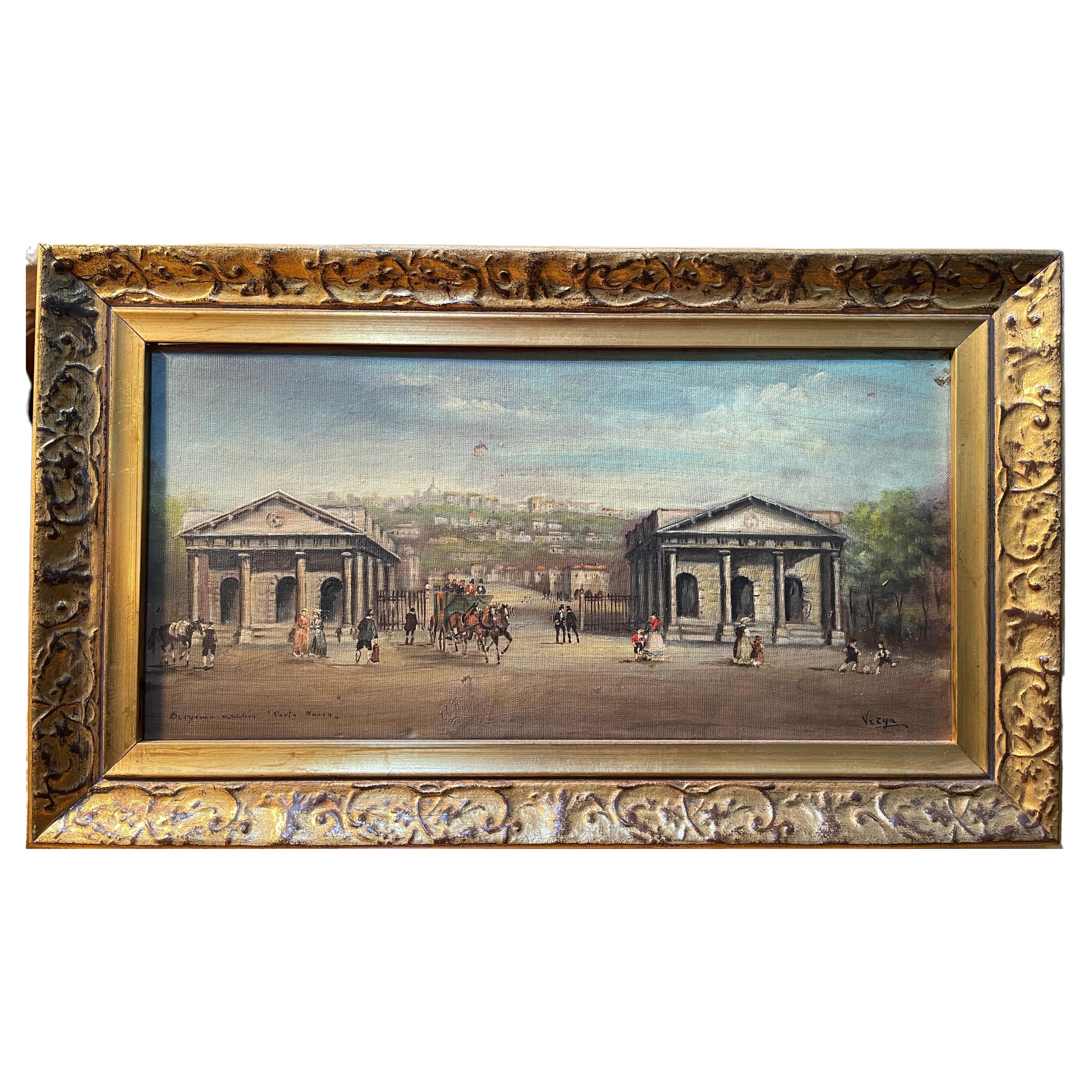 Ölgemälde auf Tafel, 20. Jahrhundert, Vergani, Landschaft, Landschaft