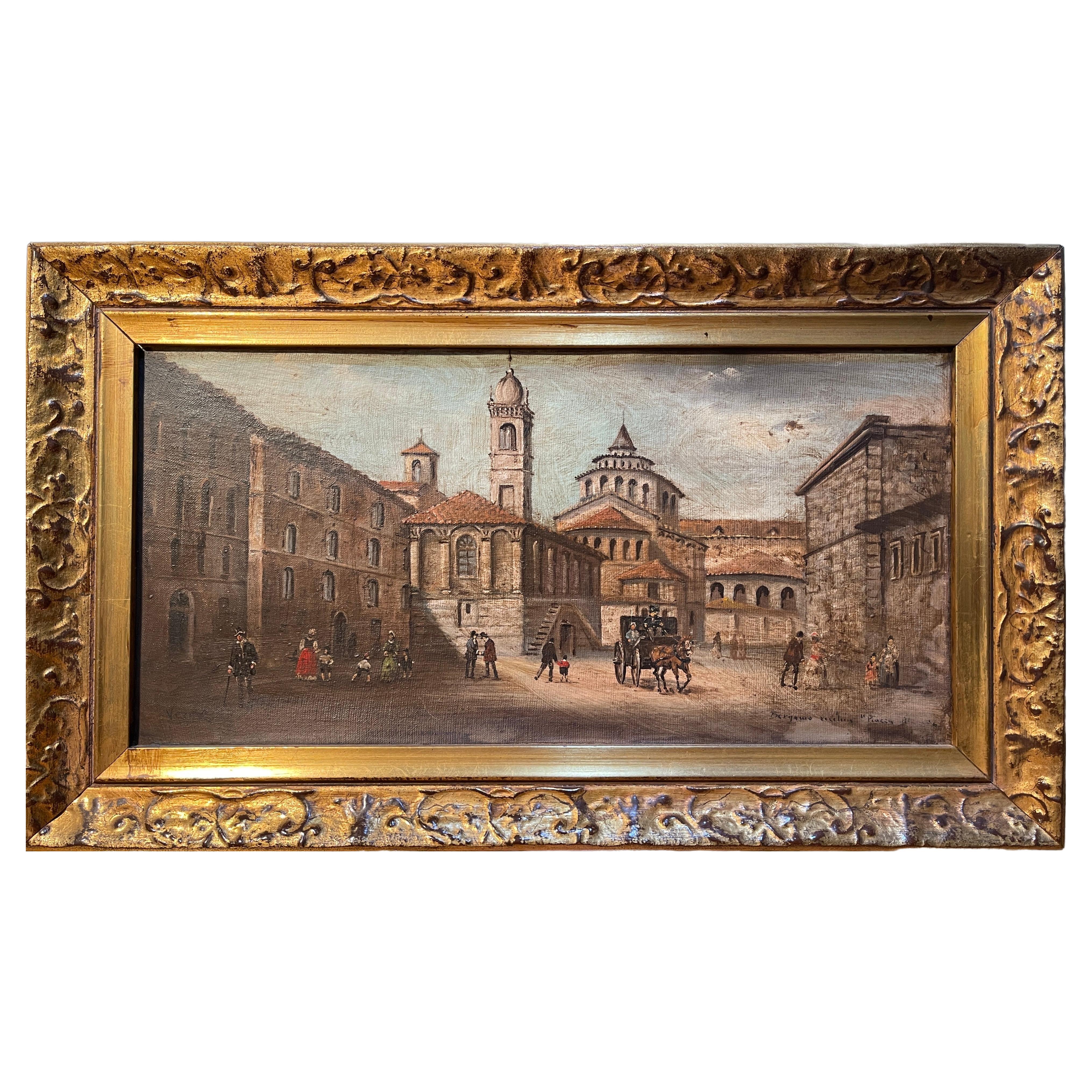Peinture à l'huile sur panneau, 20e siècle, Vergani, paysage en vente