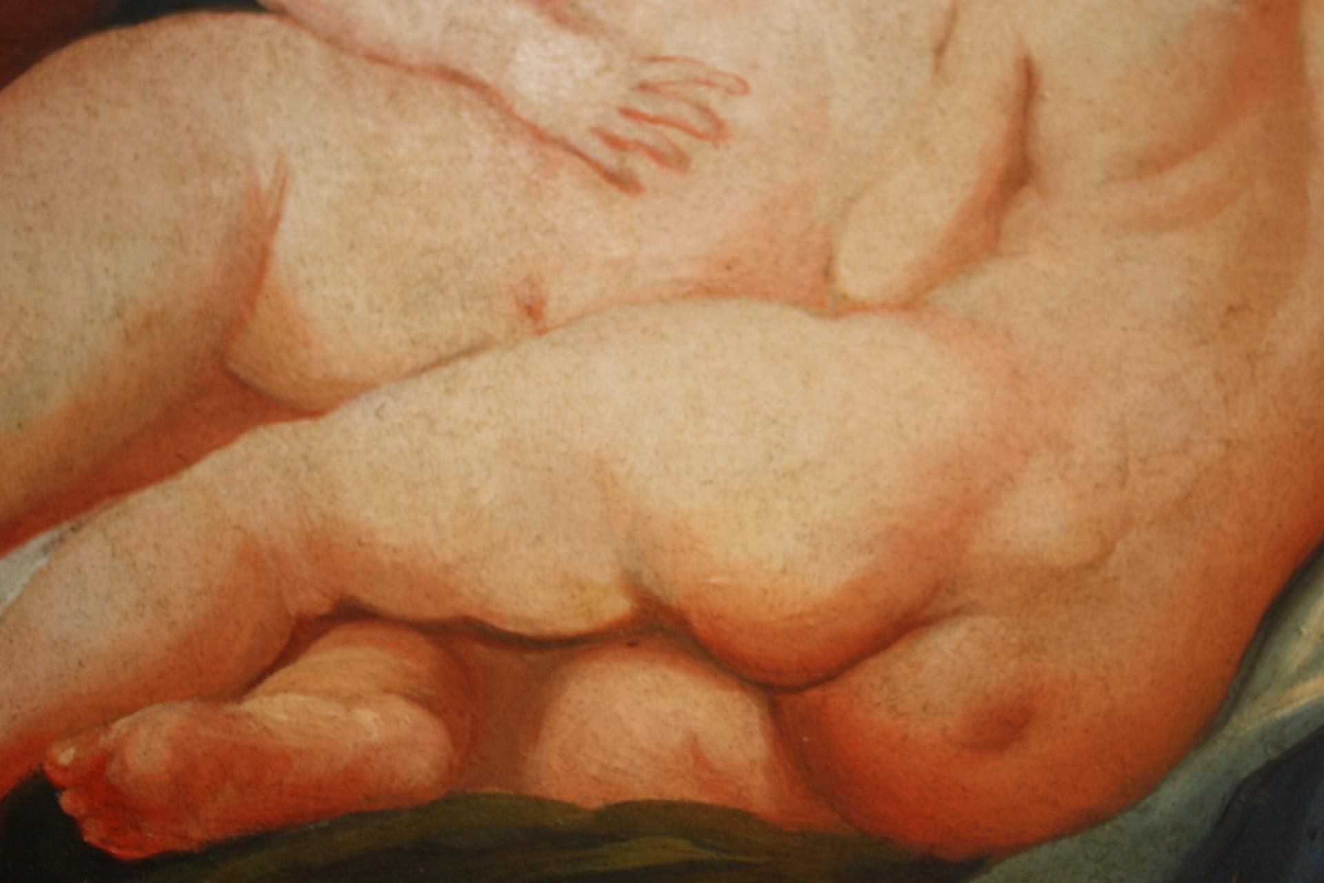 Oil Painting on Panel Depicting Nudes, 20th Century For Sale 8