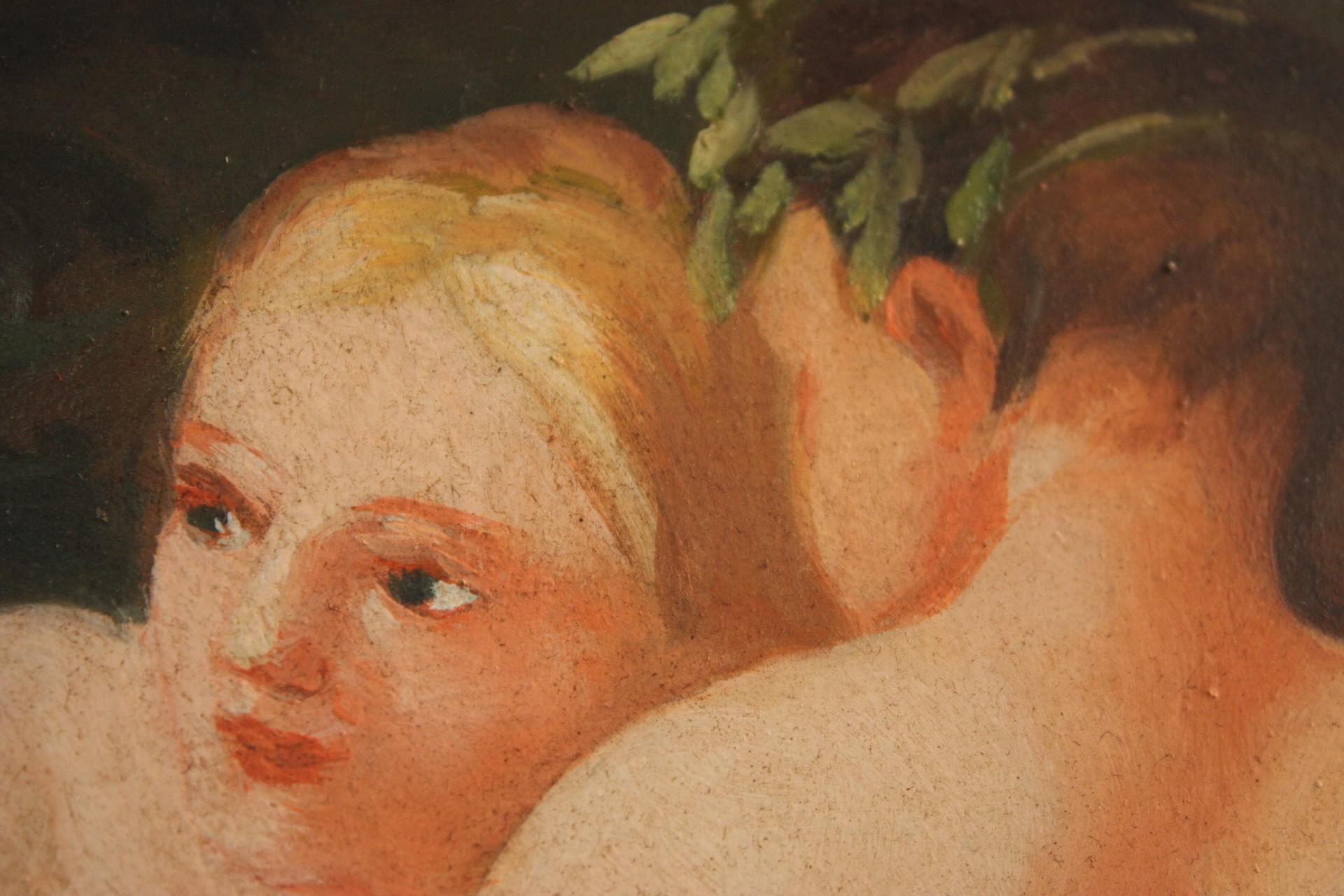 Oil Painting on Panel Depicting Nudes, 20th Century For Sale 2