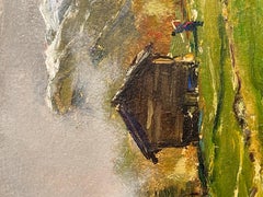Oil painting on panel, Mountain landscape, Manfredi, 20th century