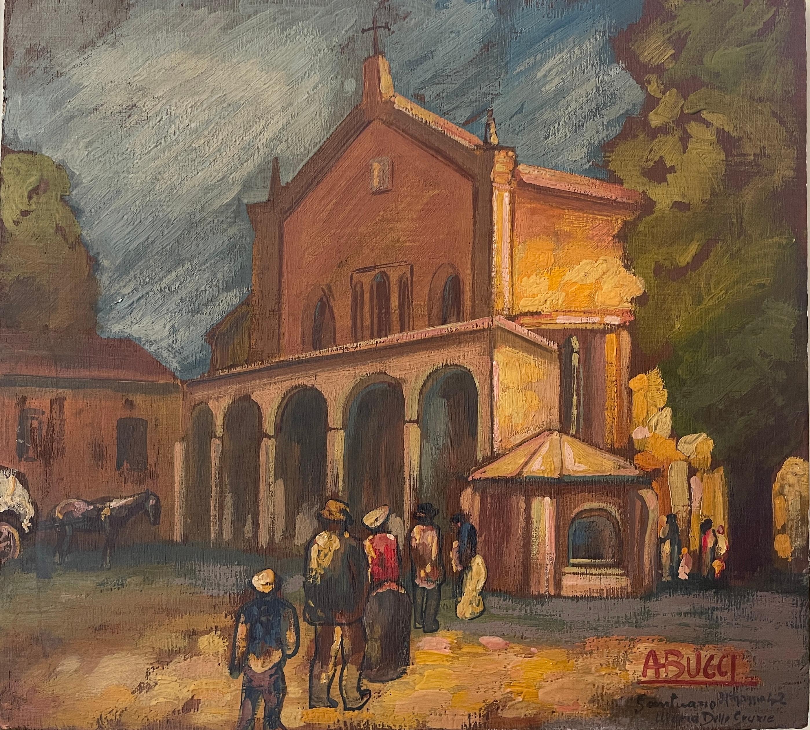 Dipinto a olio su tavola, Santuario delle Grazie, di Anselmo Bucci
Dipinto realizzato, firmato con descrizione in basso a destra e dedica sul retro, dal maestro Anselmo Bucci.
Opera realizzata a olio su legno.
Condizioni eccellenti, come mostrato