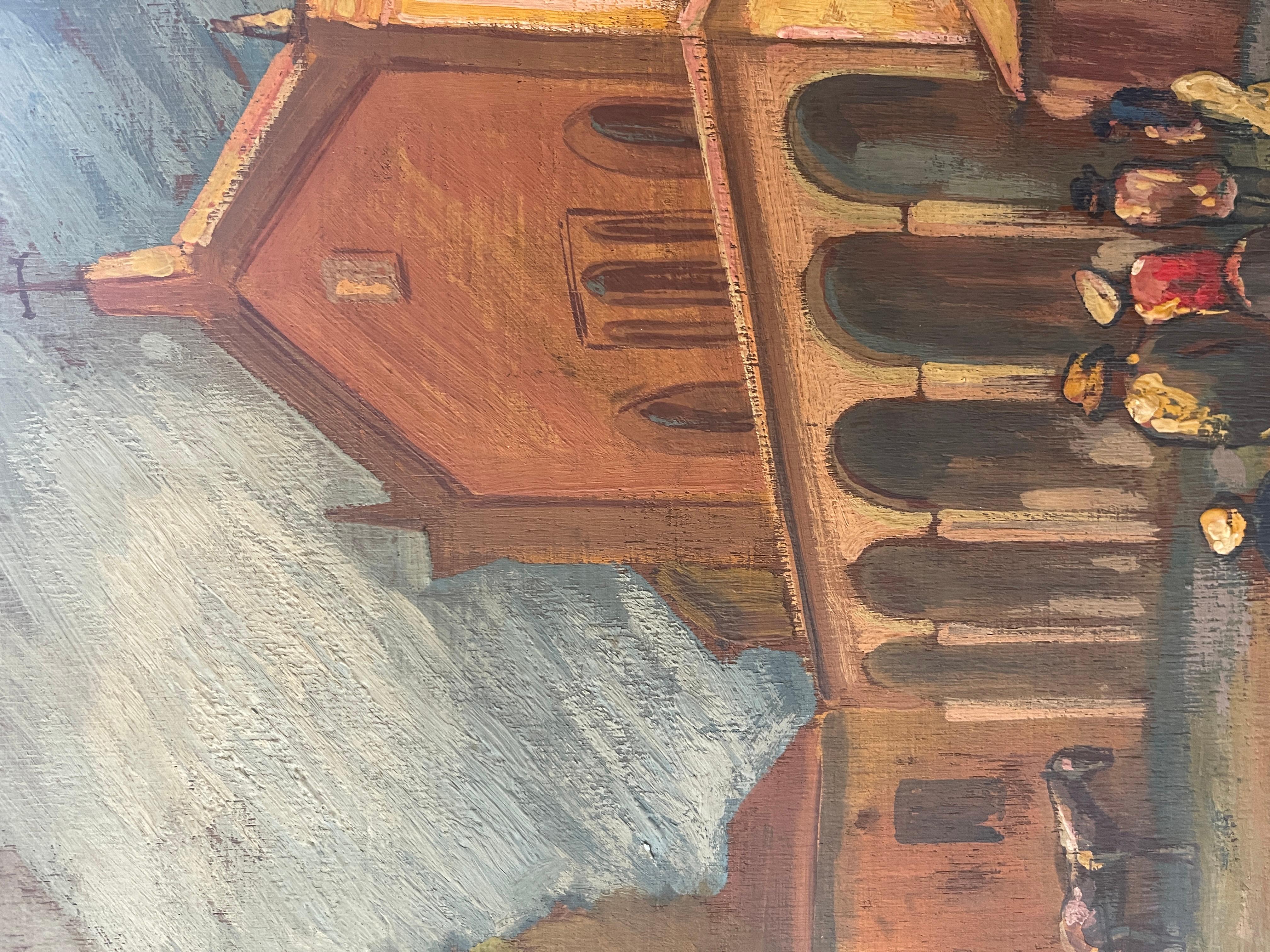 Italiano Dipinto a olio su tavola, Santuario delle Grazie, di Anselmo Bucci in vendita