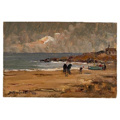 Oil painting on panel, Seascape, Manfredi, 20th century