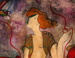 Oil Painting on Panel, Signed " Linda Le Kinff ", Danseuse De L'est