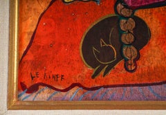 Pintura al óleo sobre tabla, firmada "Linda Le Kinff"