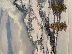 Oil painting on panel, Snowy mountain landscape, Manfredi, 20th century