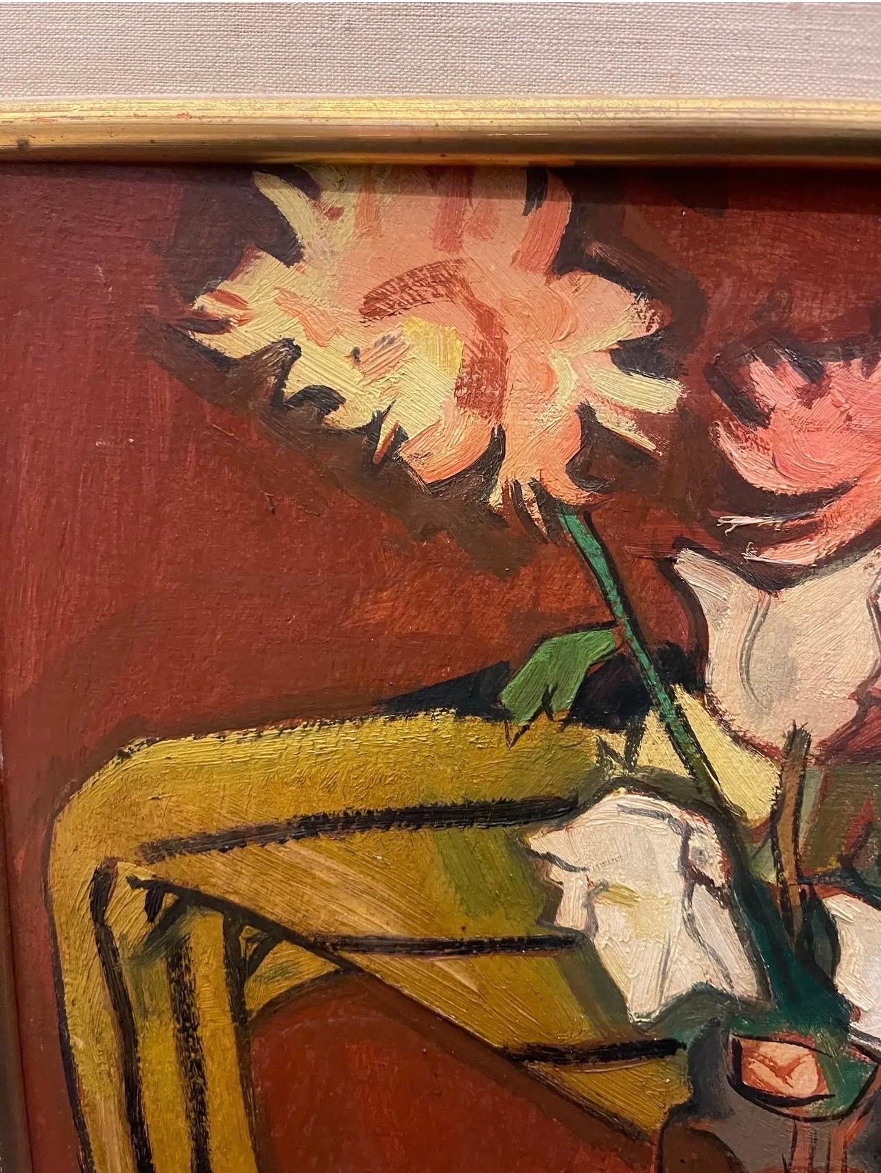 French Oil Painting on Panel Still Life With Jewelry Signed Antoine Martinez 1940 For Sale