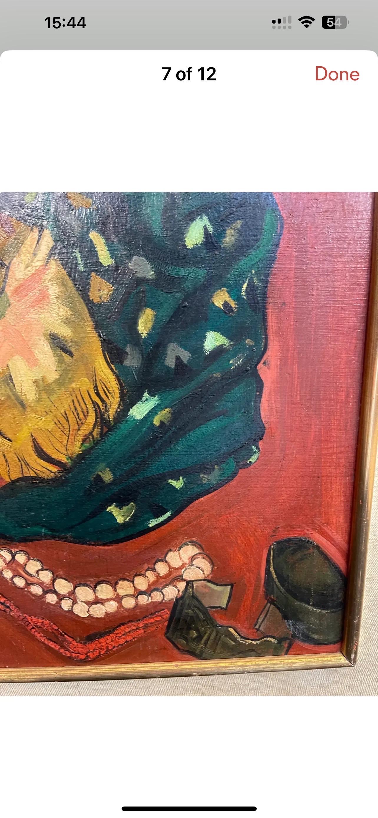 Oil Painting on Panel Still Life With Jewelry Signed Antoine Martinez 1940 For Sale 1