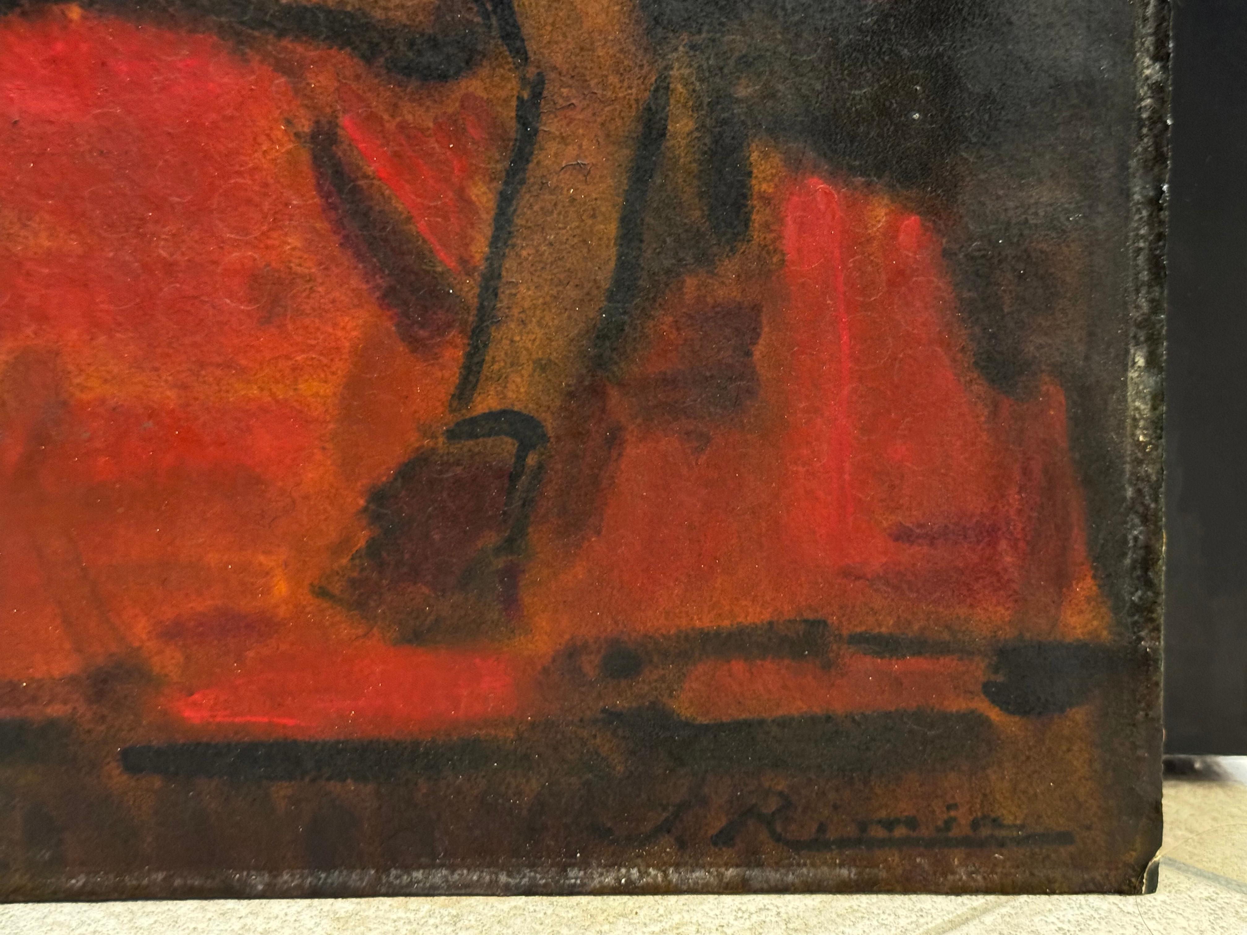 Ölgemälde auf Papier von Jonas Rimsa im Angebot 2