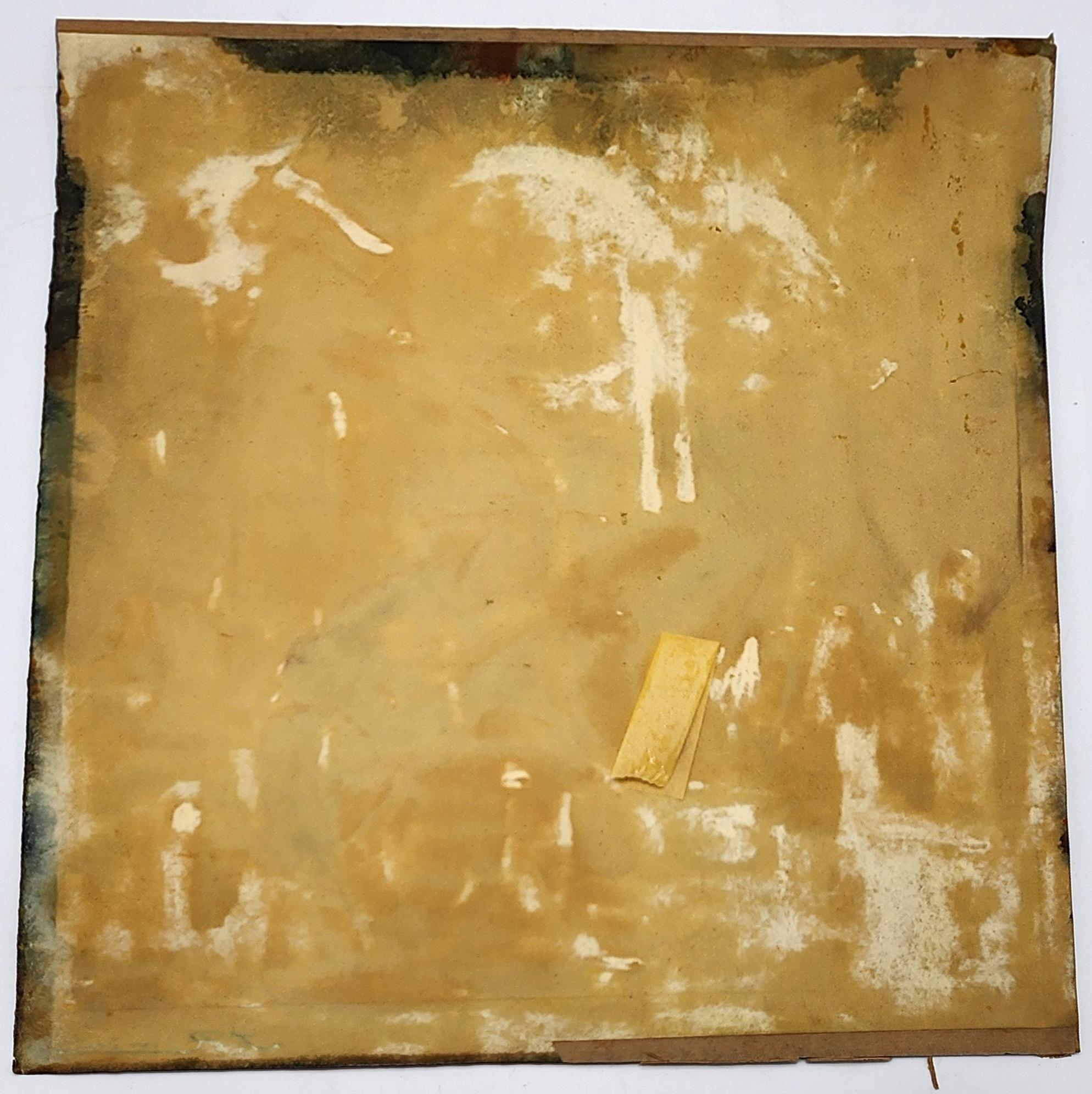 Oil on paper by Jonas Rimsa
This oil on paper painting by Jonas Rimsa features a composition of abstract figures in reddish, brown, and ochre tones. The work features loose, energetic brushwork, with areas of light and shadow that suggest dynamic