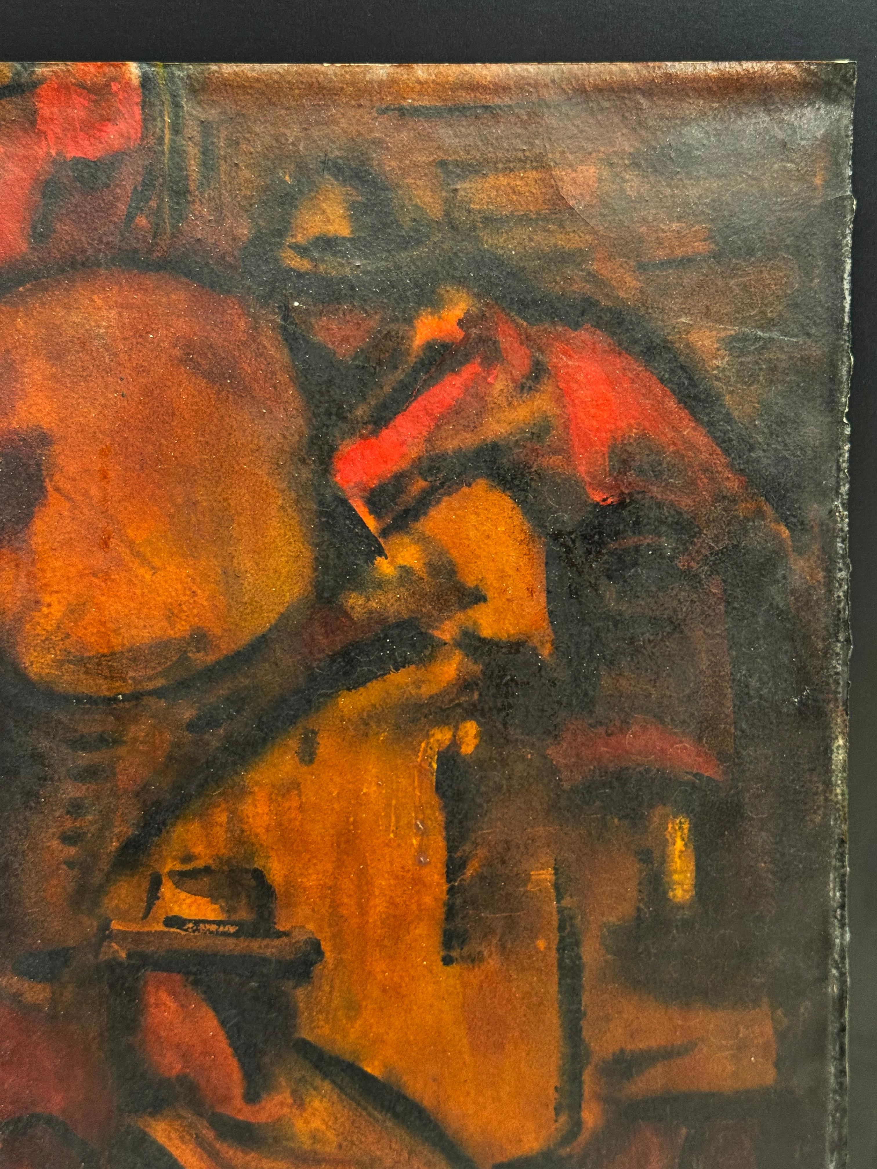 Ölgemälde auf Papier von Jonas Rimsa (Moderne der Mitte des Jahrhunderts) im Angebot