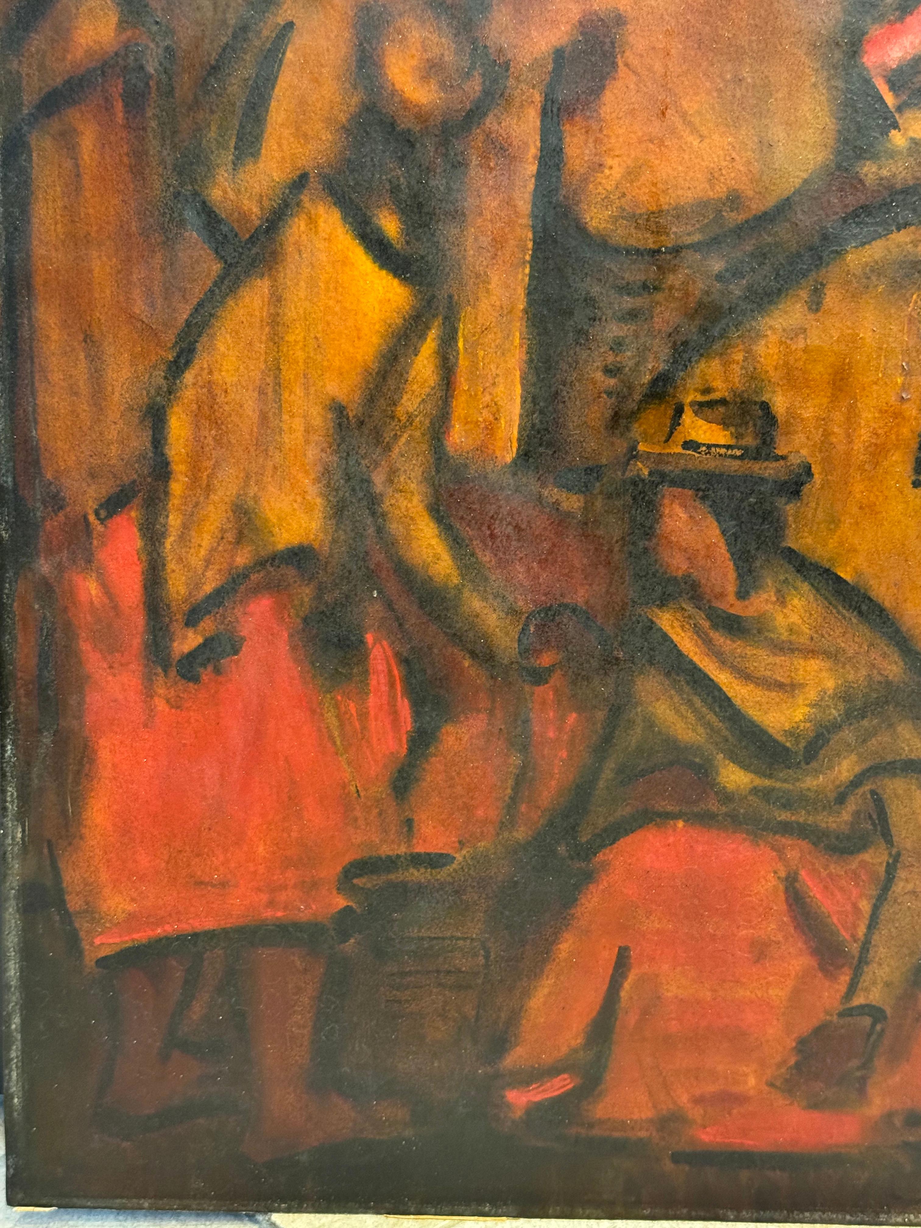 Ölgemälde auf Papier von Jonas Rimsa (20. Jahrhundert) im Angebot