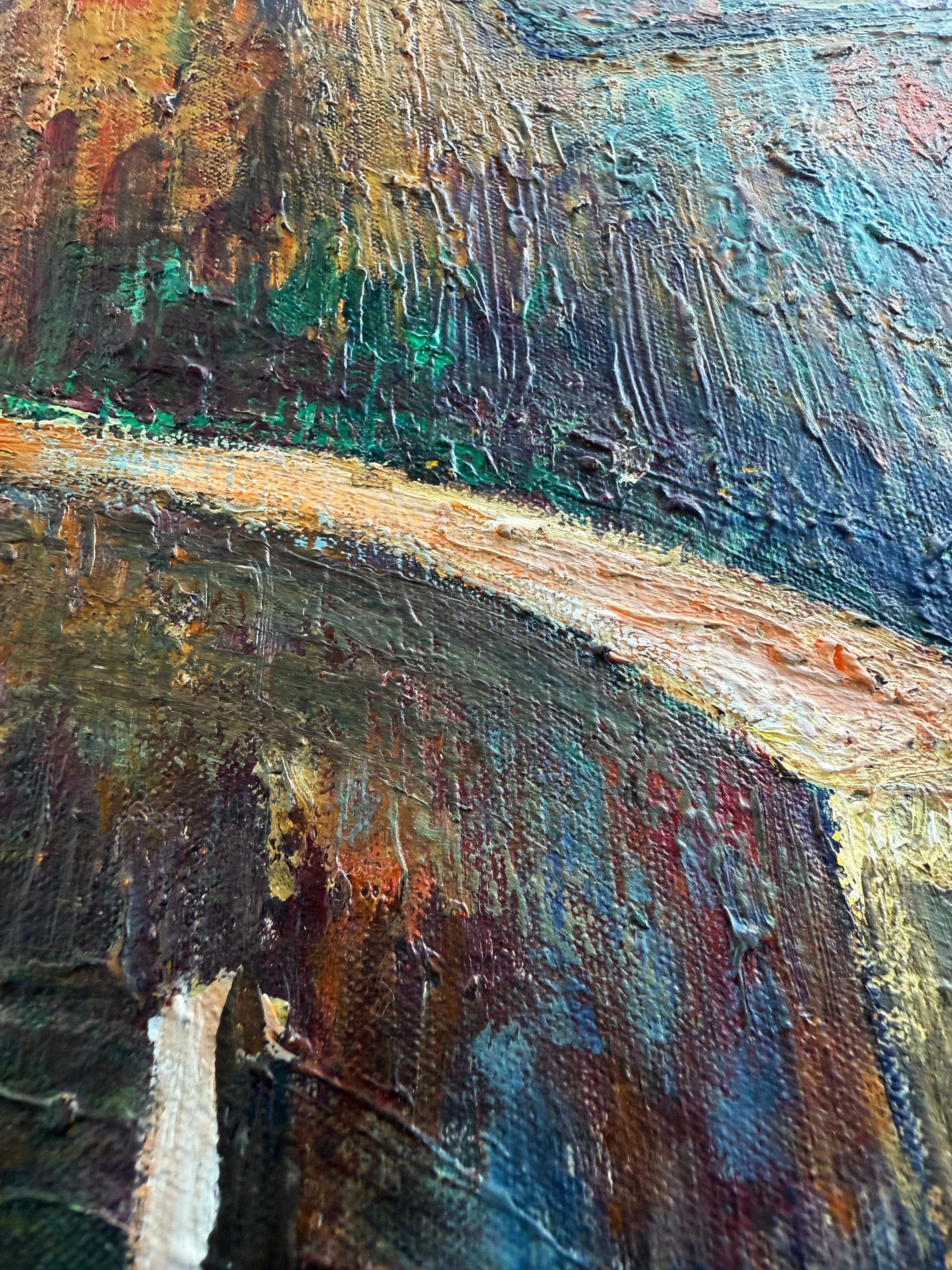 Peint à la main Peinture à l'huile sur Wood, artiste vénézuélien Gabriel Bracho Porte de l'aqueduc de Caracas en vente