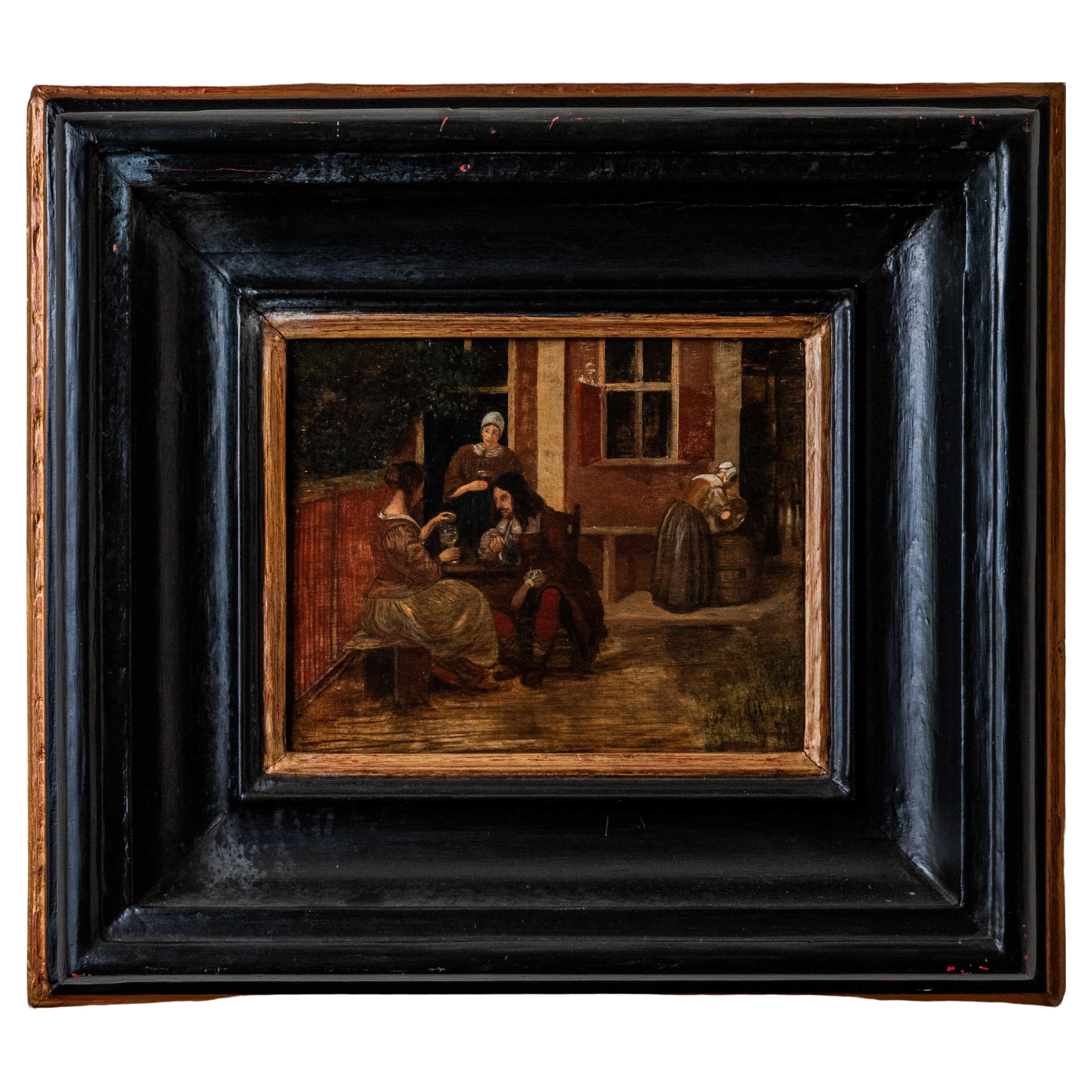 19th Century Dutch Oil On Artist Board Painting, Framed For Sale at 1stDibs